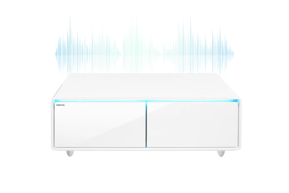 Умный журнальный столик с холодильником HIBERG X3 MW с эмоцией