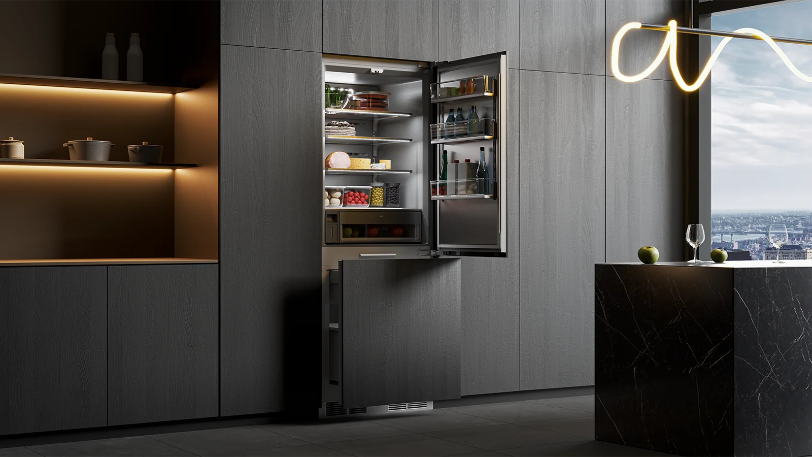 Встраиваемый холодильник HIBERG S-RFC 600 B inverter в интерьере