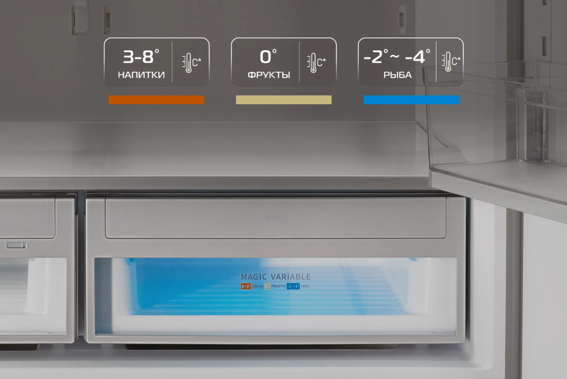 Встраиваемый холодильник HIBERG S-RFS 800 W inverter с эмоцией 2