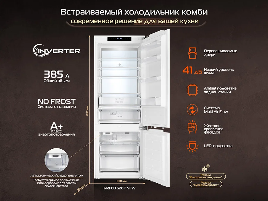 Новость на сайте Hiberg - HIBERG i-RFCB 520F NFW: технологии, которые сохраняют свежесть и эстетику кухни