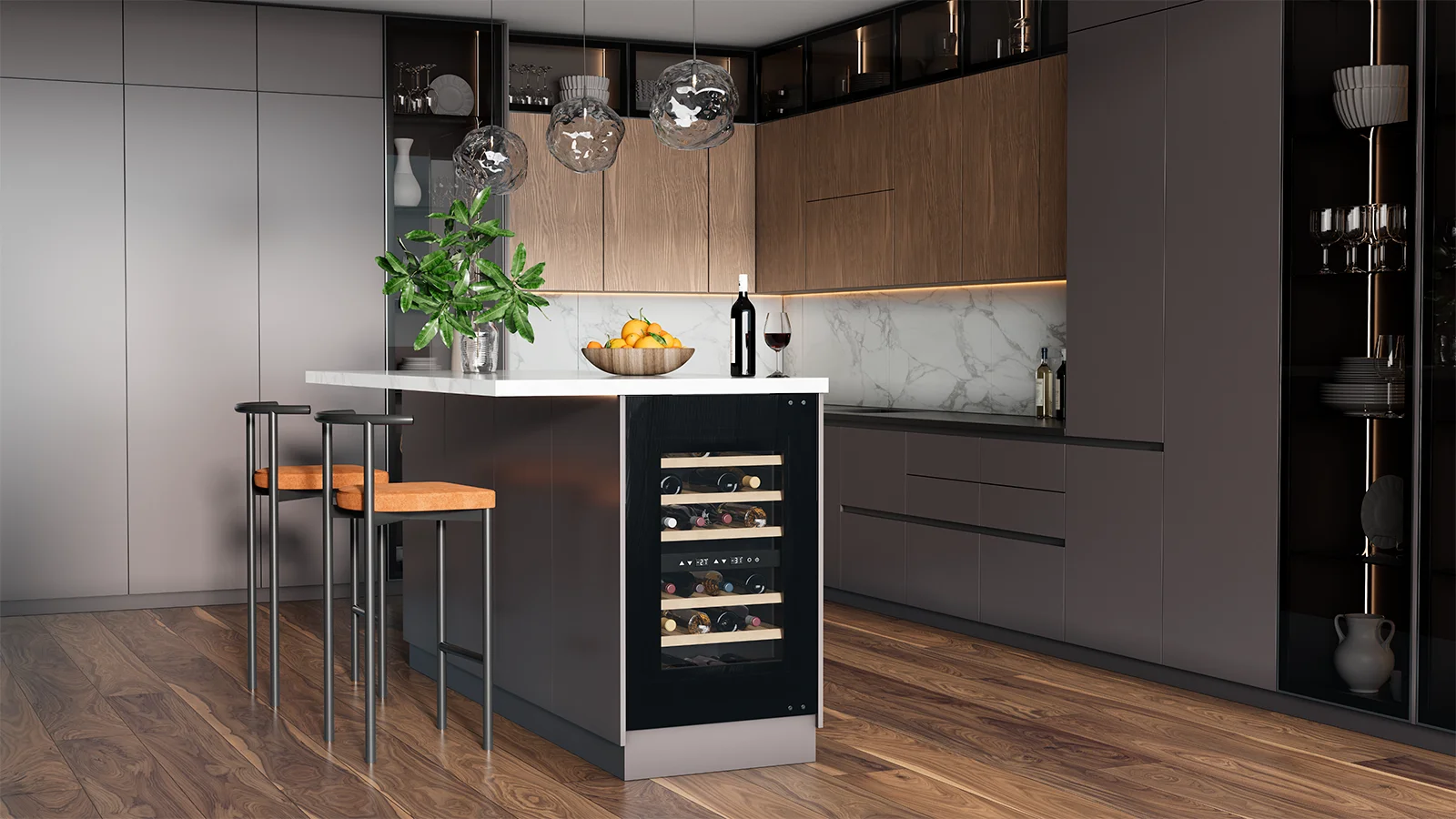 Встраиваемый винный шкаф HIBERG ROYAL W 85 в интерьере