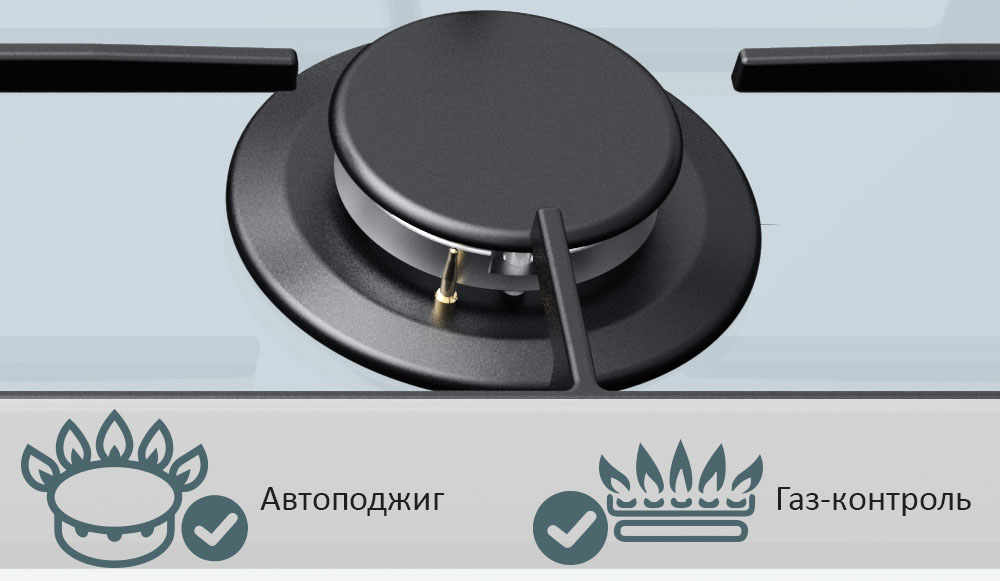Фото газ контроль белгород Газовая варочная панель HIBERG VM 9055 W - купить по низкой цене в интернет-мага