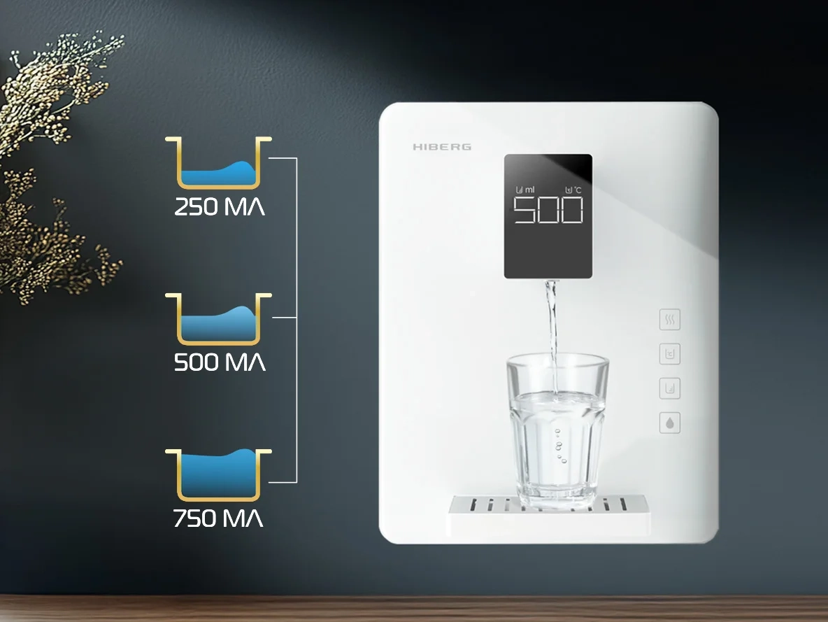 Преимущество Диспенсер для воды HIBERG DW 500 GW - Выбор объема автоподачи воды