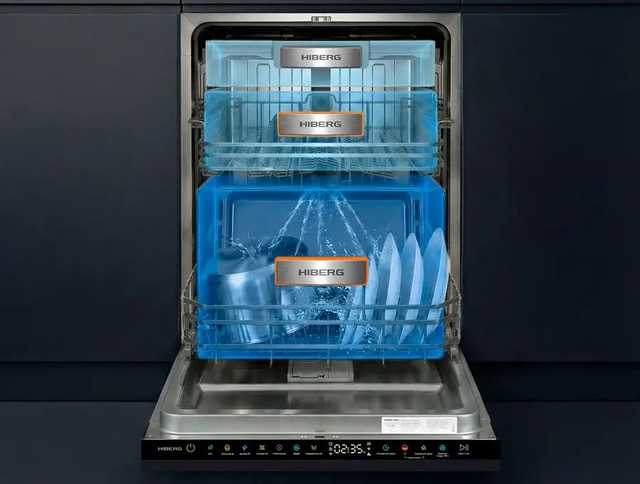Преимущество Встраиваемая посудомоечная машина HIBERG i-X 6916 - 3 корзины с регулировкой