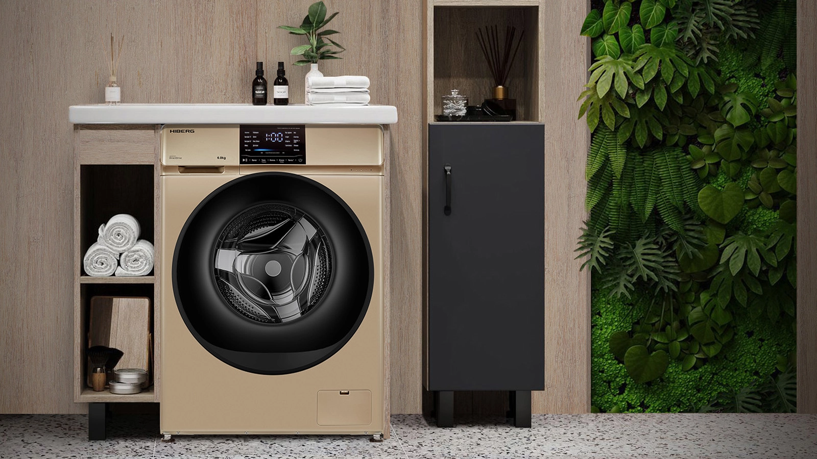 Стиральная машина HIBERG i-DDQ6 - 612 G в интерьере