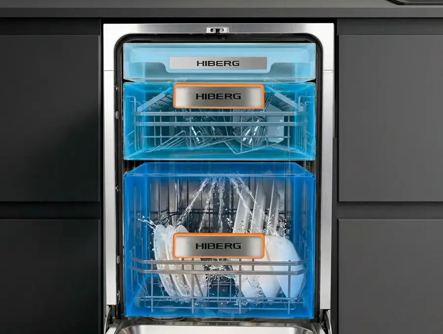 Преимущество Встраиваемая посудомоечная машина HIBERG i-X 4810 - 3 корзины с регулировкой