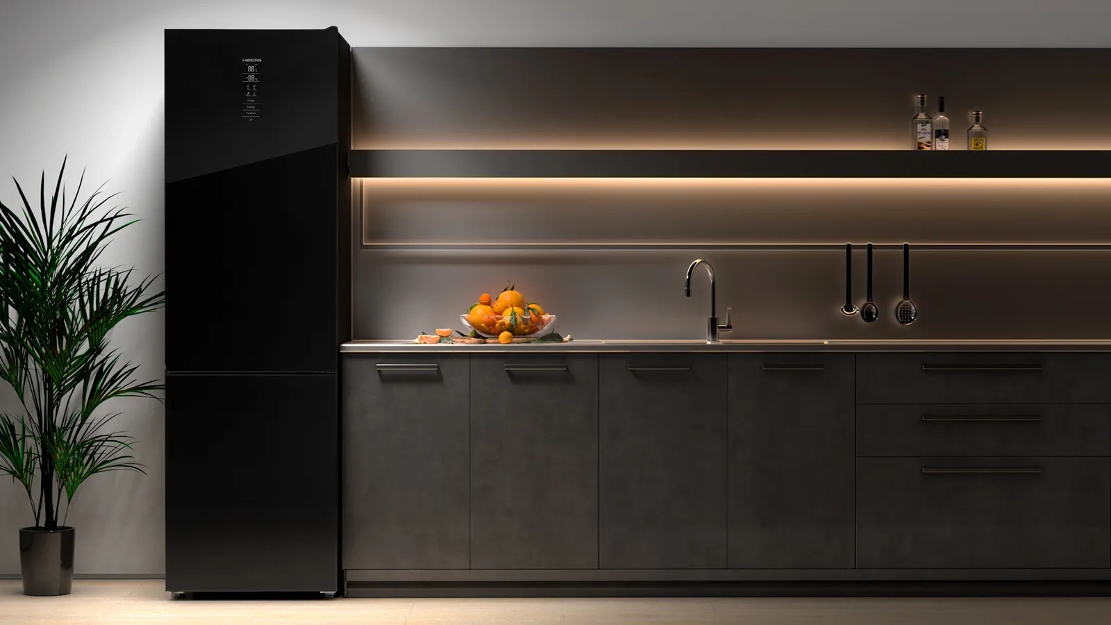 Холодильник HIBERG RFC-400DX NFGB inverter в интерьере