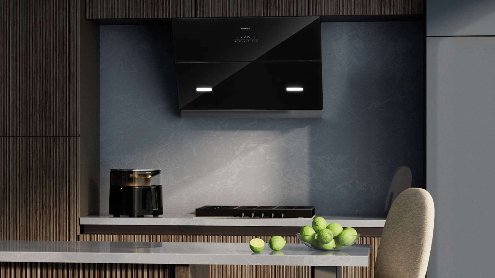 Наклонная вытяжка HIBERG VM 90131 B в интерьере