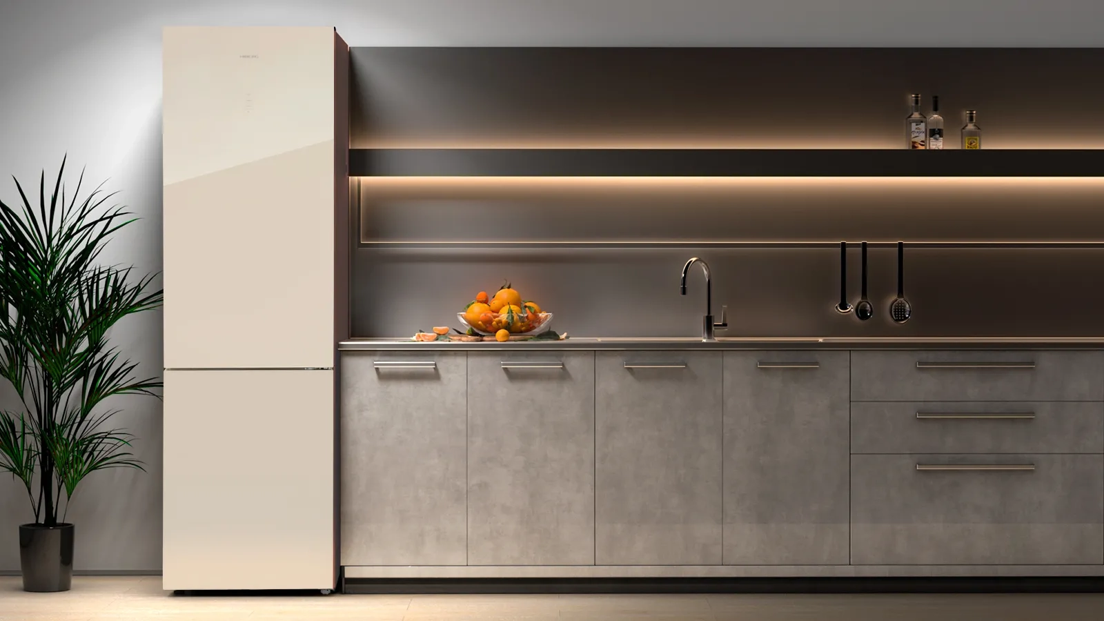 Холодильник HIBERG RFC-400DX NFGY inverter в интерьере