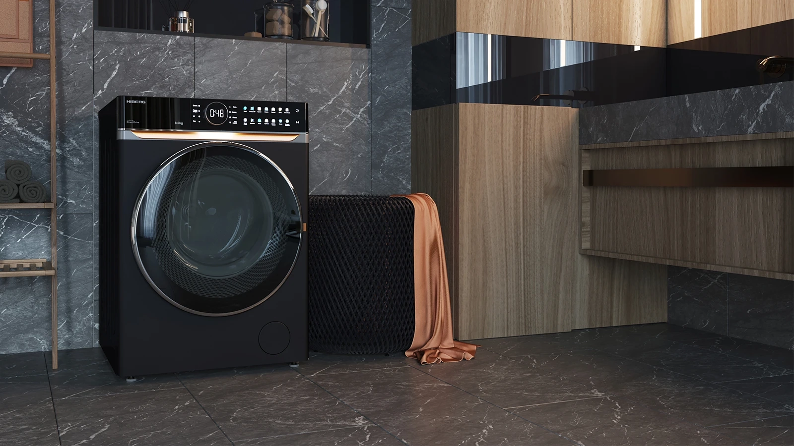 Стиральная машина с сушкой HIBERG i-DDQ10 - 10714 B в интерьере