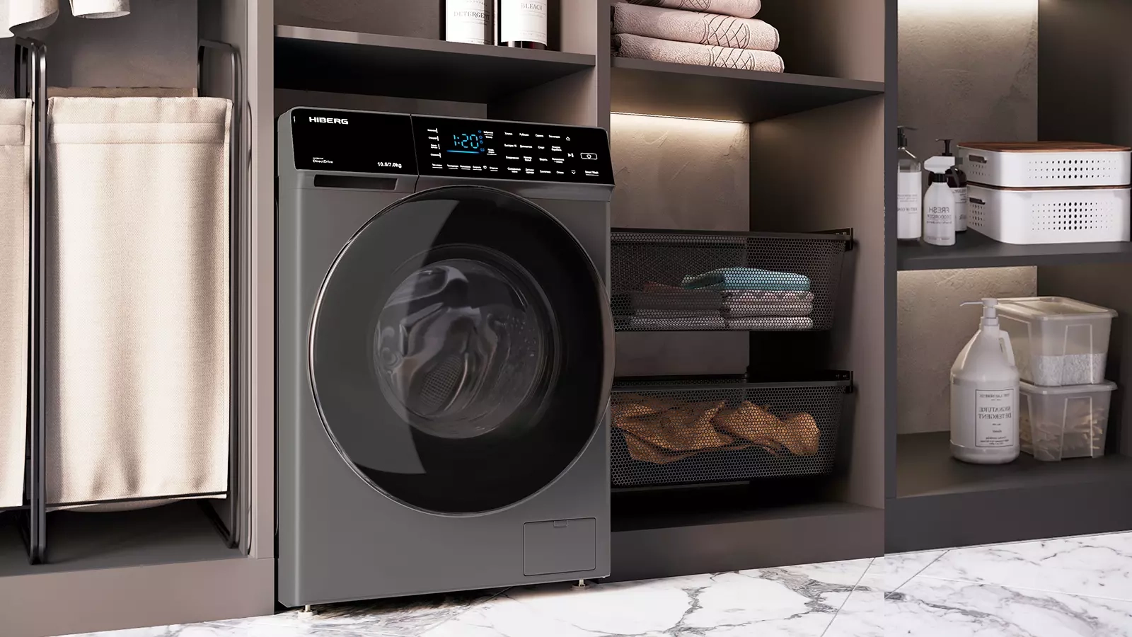 Стиральная машина с сушкой HIBERG i-DDQ9 - 10714 Sd в интерьере