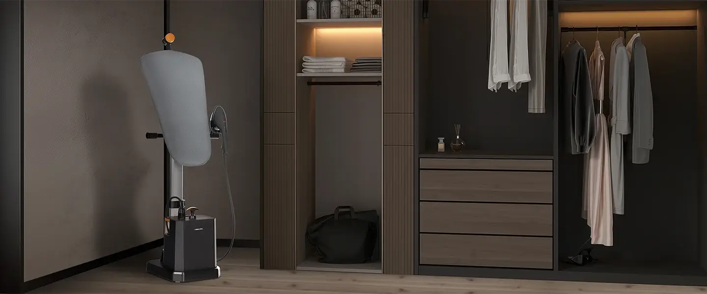 Паровая гладильная система HIBERG GSW 8000 BLACK ORANGE в интерьере