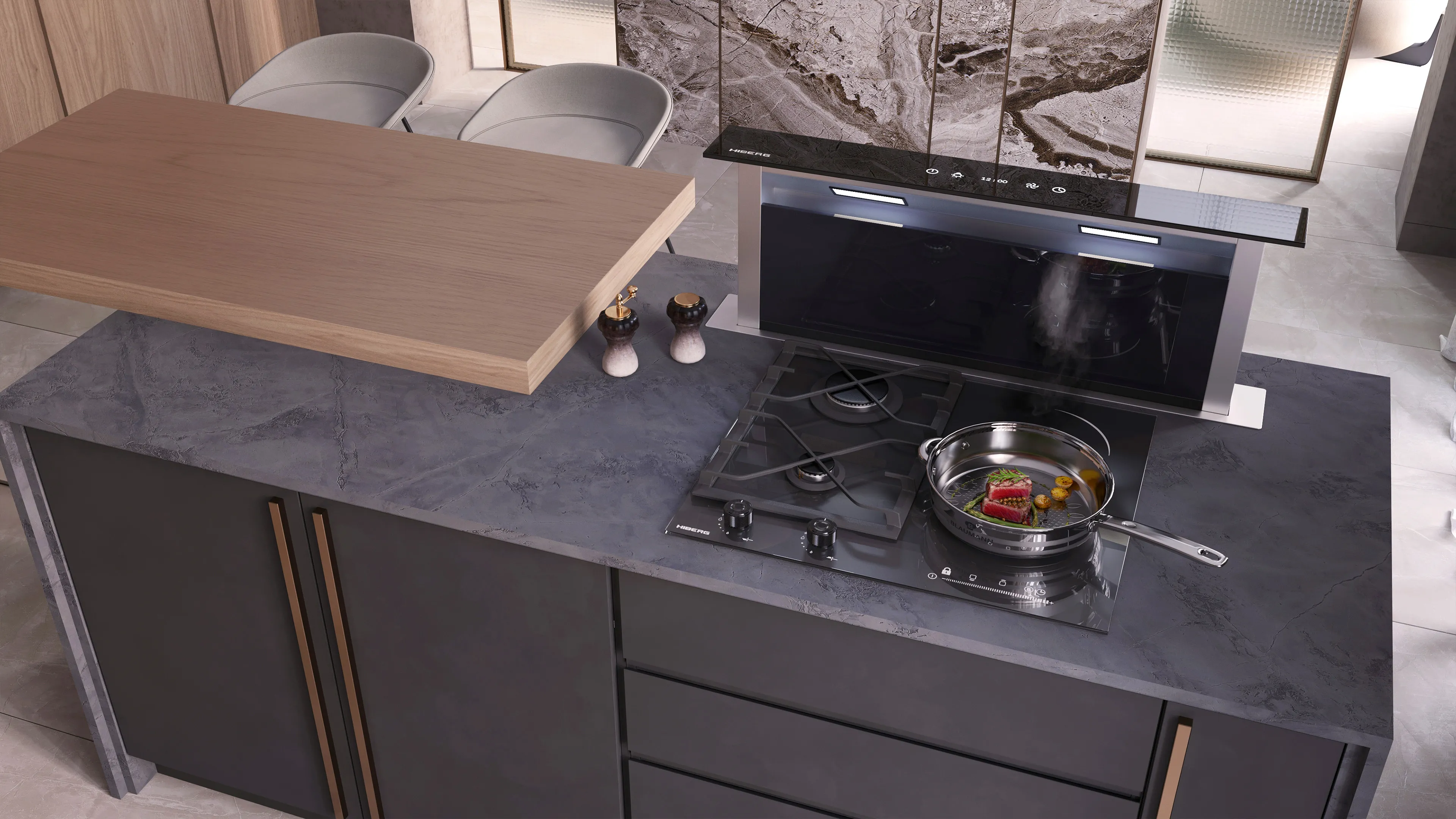 Слайд Встраиваемая вытяжка HIBERG VTMF 90100 B