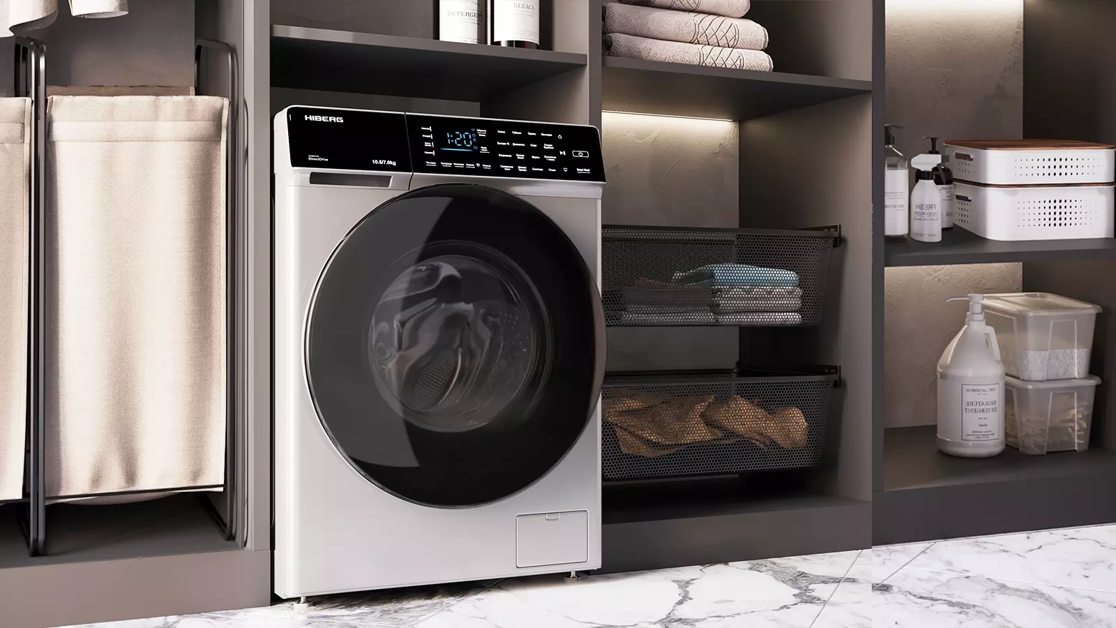 Стиральная машина с сушкой HIBERG i-DDQ9 - 10714 W в интерьере