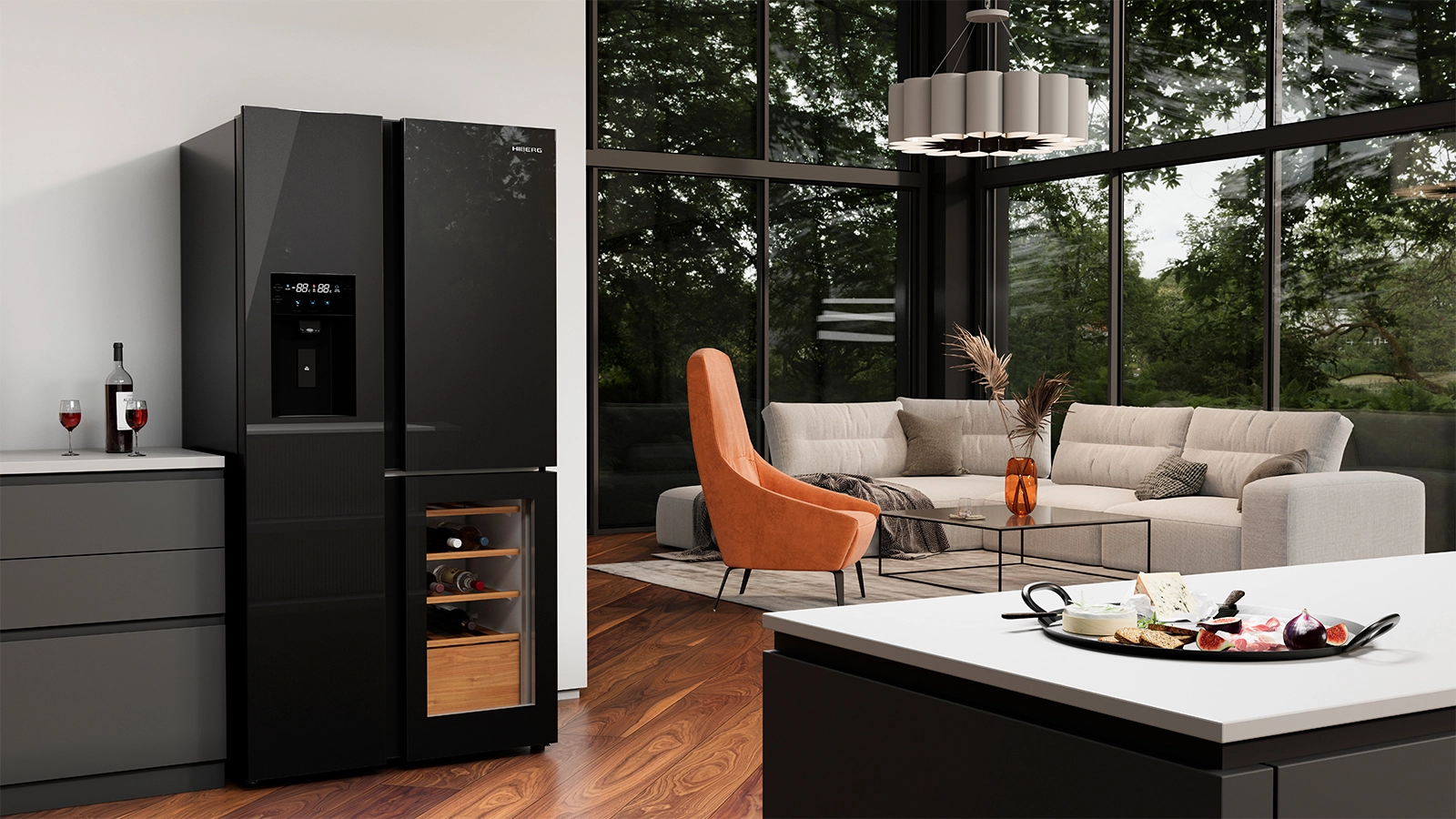 Холодильник HIBERG i-RFS 750G B в интерьере