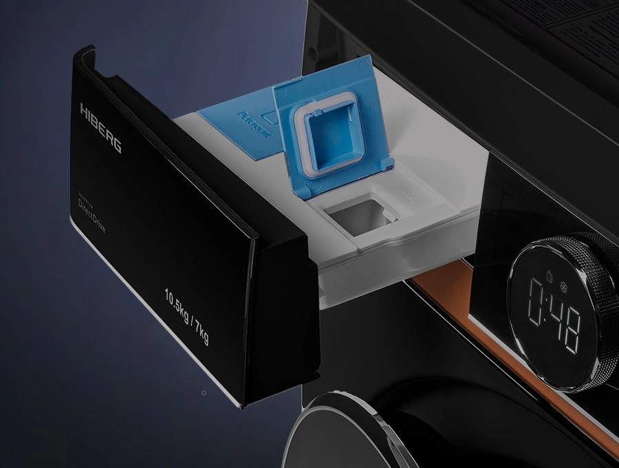 Преимущество Стиральная машина с сушкой HIBERG i-DDQ10 - 10714 Sd - Функция автодозировки i-Dos