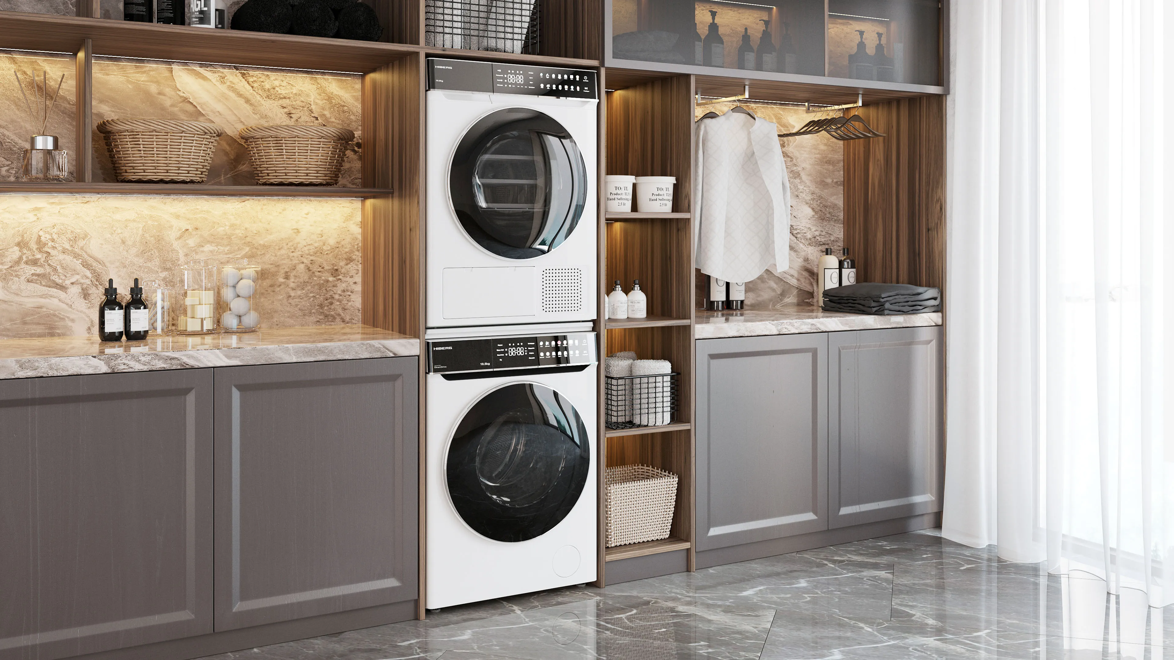 Слайд Стиральная машина HIBERG i-DDQ11 - 1014 W + Сушильная машина HIBERG HDQ11 - 10 W